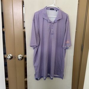 Turtleson Men's‎ XXL Blue Pink Stripe Short Sleeve Golf Polo Collar Shirt